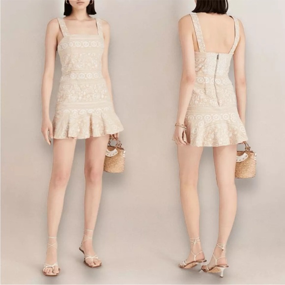 Alice+Olive Kaidra Drop-waist minidress Chamray White Size 2 NWOT - Picture 4 of 16